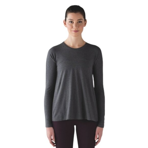 Lululemon Acadia Long Sleeve Heathered Pitch Grey Top Size 4 - Picture 1 of 6
